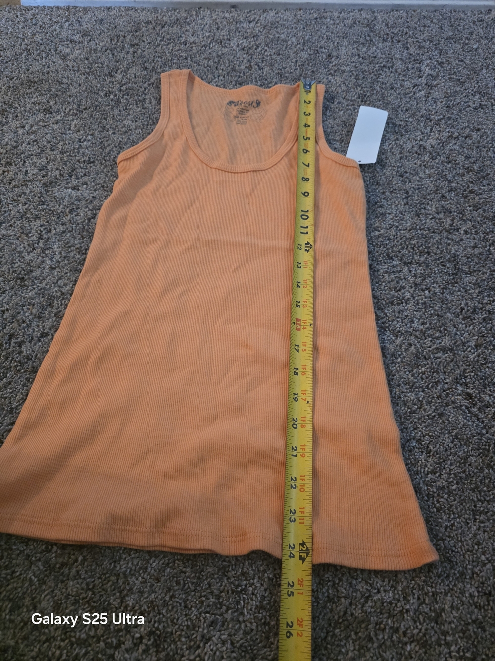 Lost Orange Ribbed Scoop Tank Top